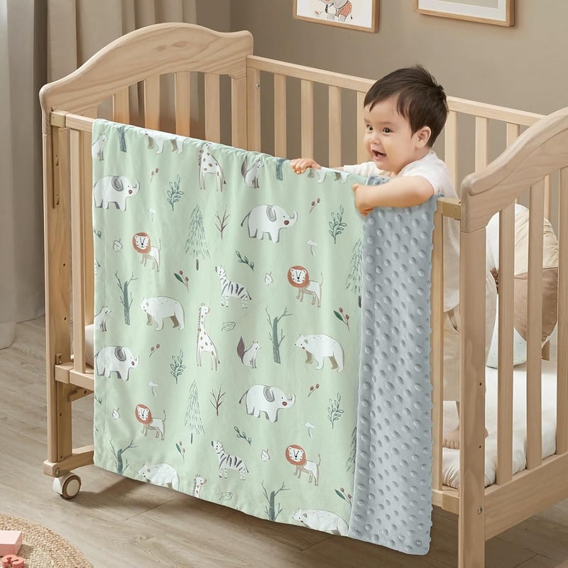 BORITAR Baby Blanket for Boy Girls Soft Lightweight Minky Blanket with Double Layer Dotted Fleece Backing for Toddler Infant Newborn with Lovely Woodland Animal Design, 30 x 40 Inch - Image 5